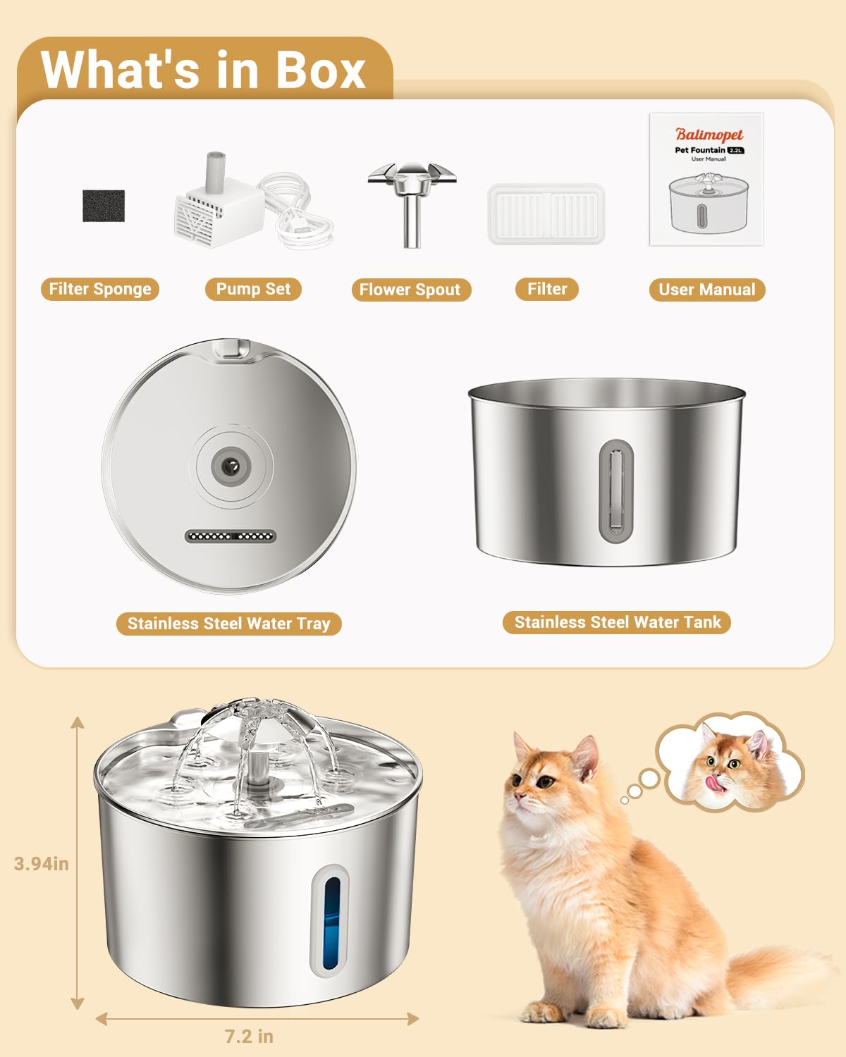 BalimoPet replaceable filters ensure ongoing clean water.