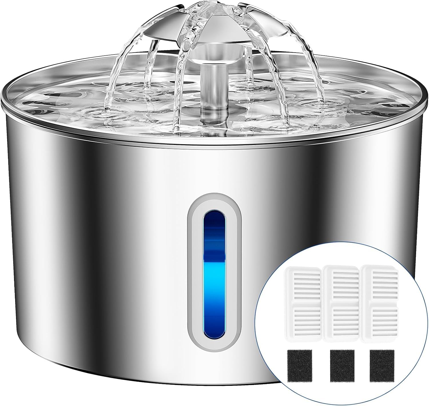BalimoPet cat water fountain 74oz stainless steel for clean hydration.