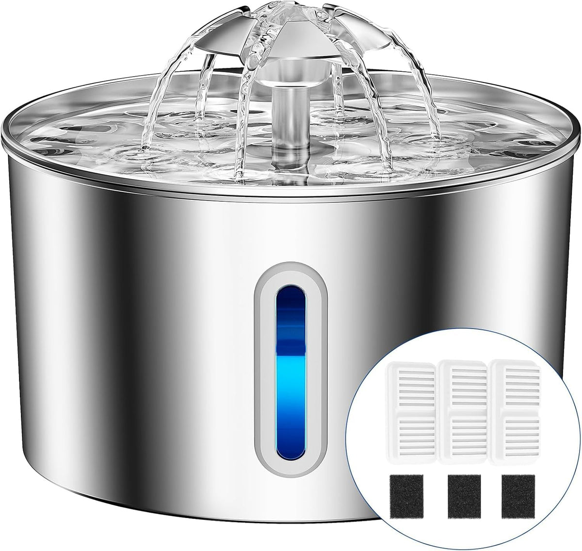 BalimoPet cat water fountain 74oz stainless steel for clean hydration.