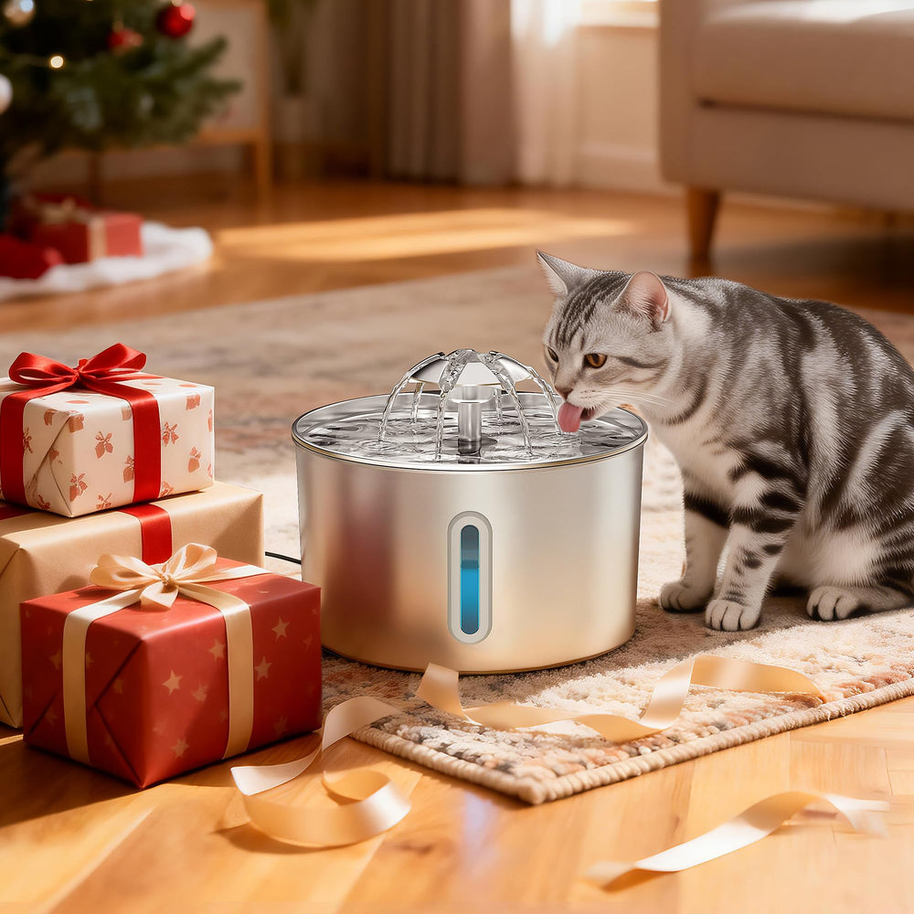 BalimoPet gravity and electric fountain provides steady water flow.