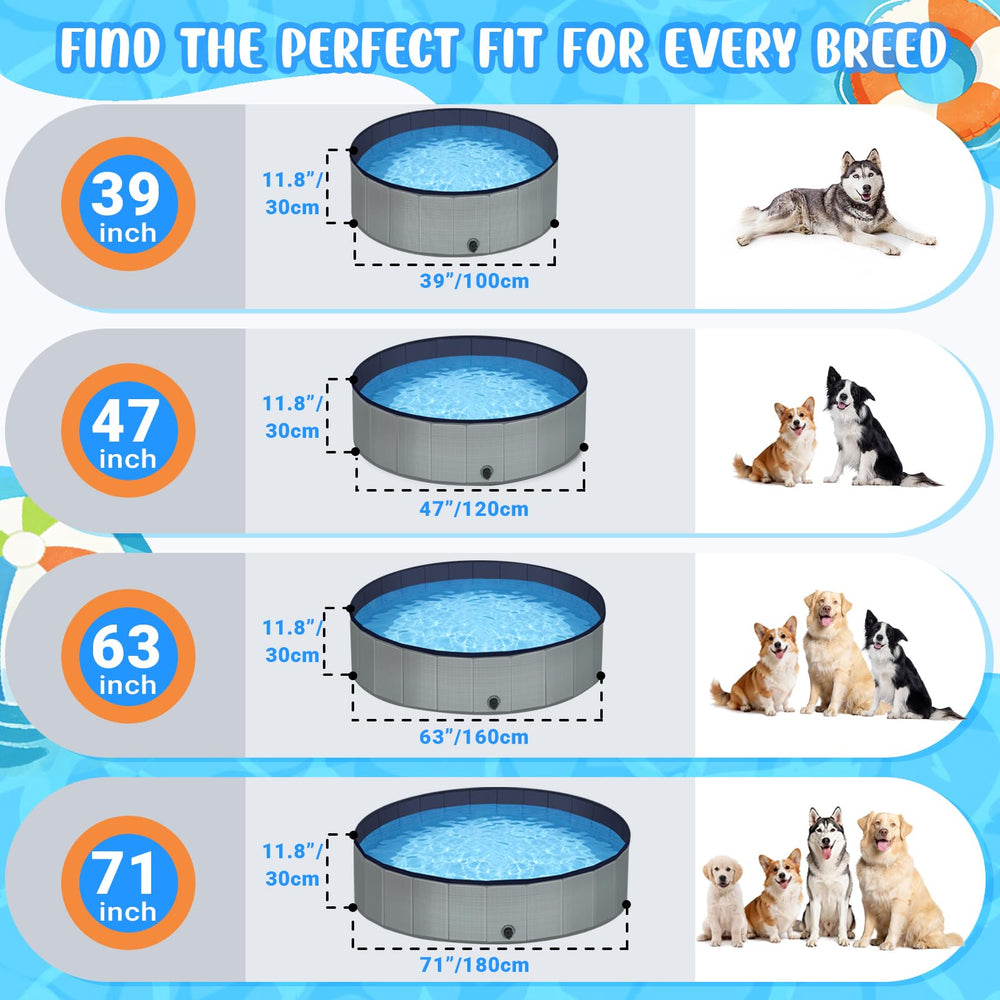Bamda foldable dog pool set up in backyard for pet cooling and fun