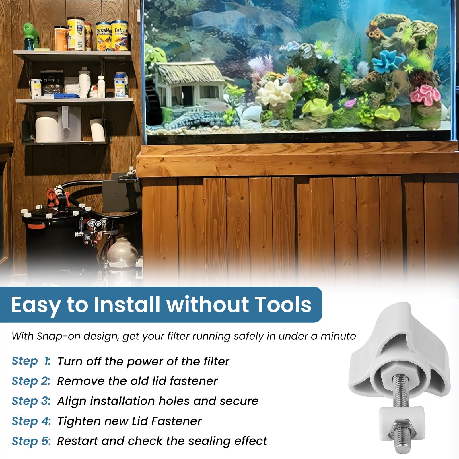 Fluval canister with BANLIN lid fastener installed for stable operation.