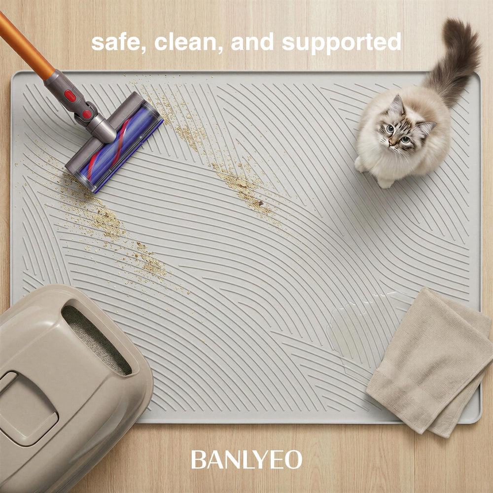 BANLYEO cat litter box mat beige gray color blends with home decor