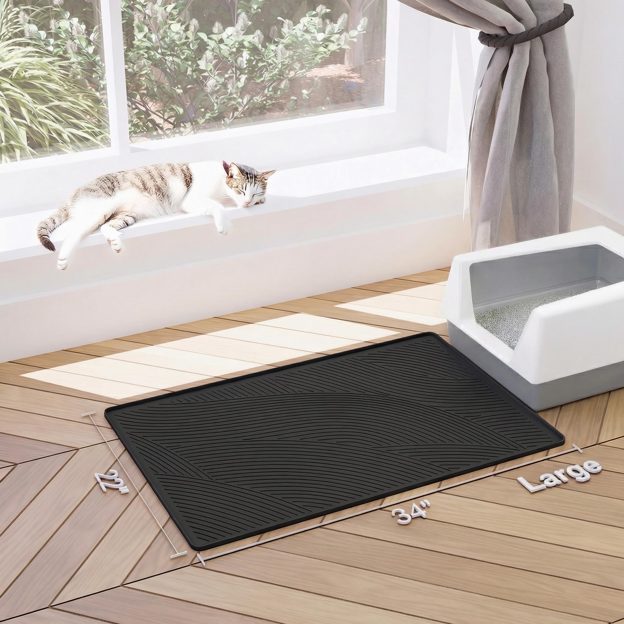 BANLYEO cat litter box mat large 34x22 modern minimalist design