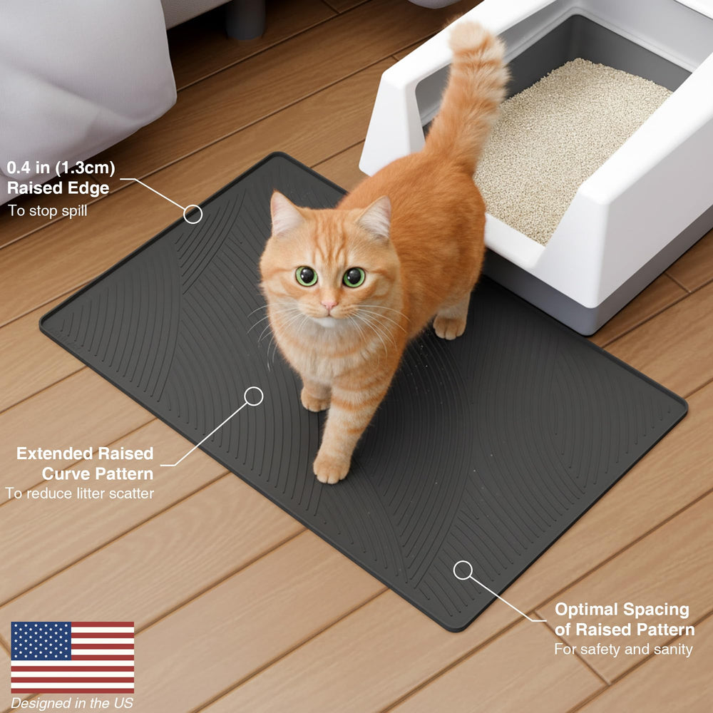 BANLYEO cat litter box mat large 34x22 ideal for multi-cat households