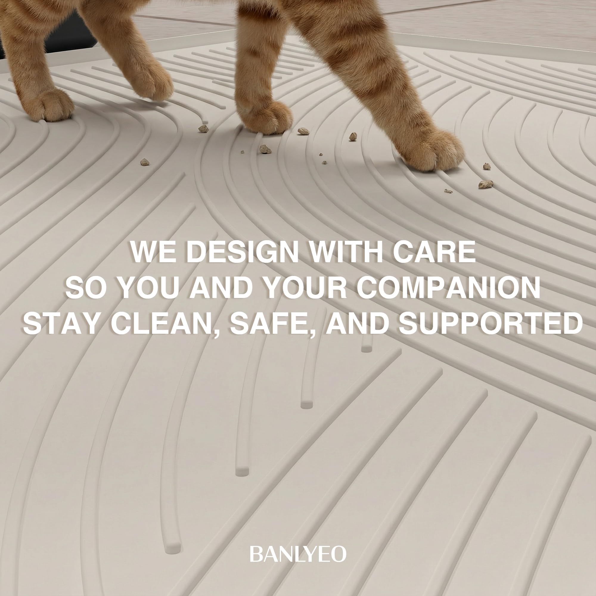 BANLYEO cat litter mat Raised Edge contains spills and litter