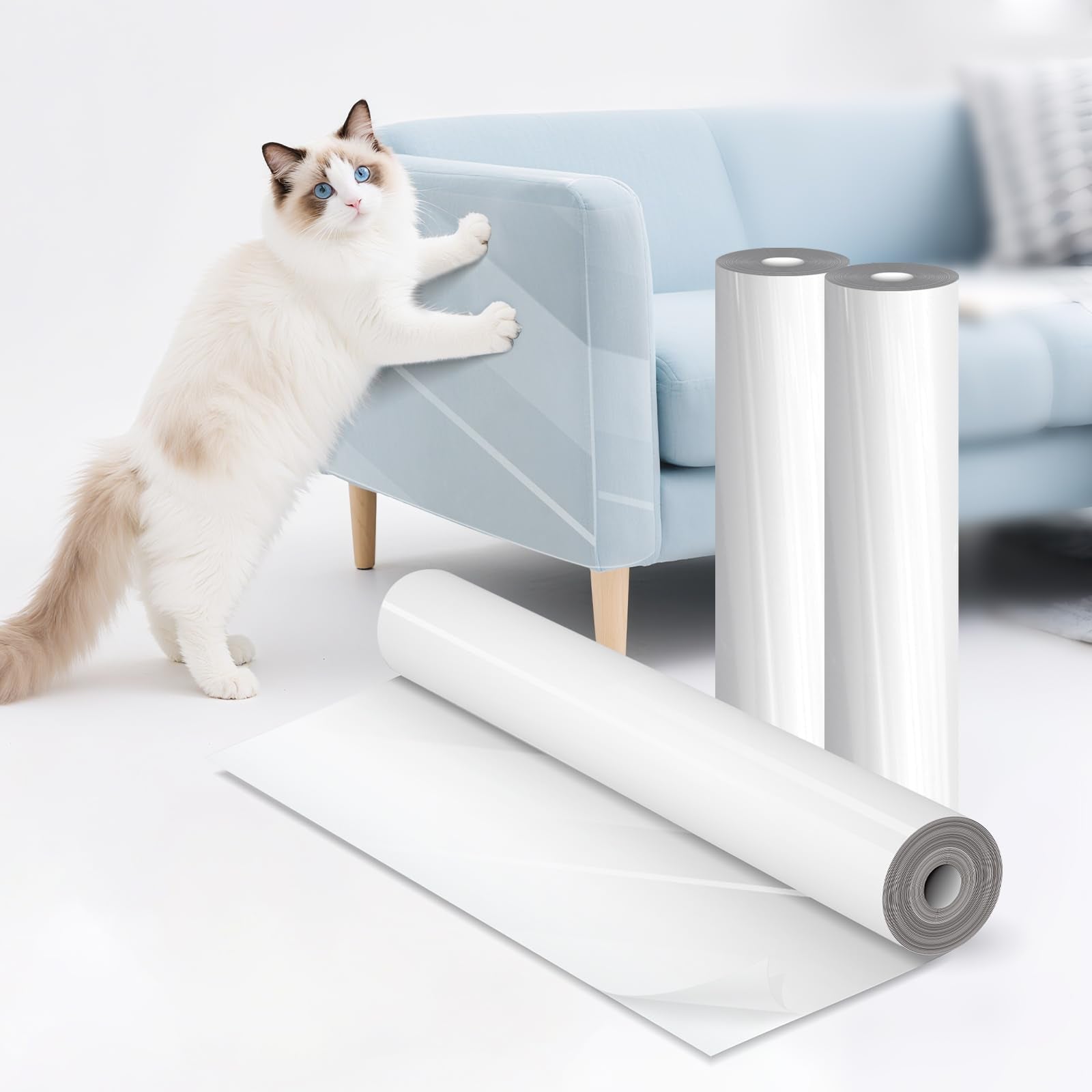 Baoant anti-cat scratch protector roll shields a sofa edge from claws.