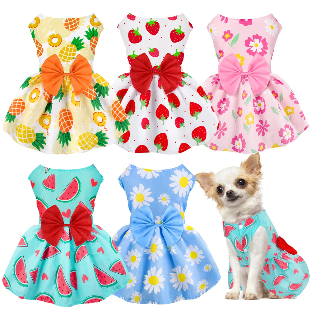 Baobecute floral pineapple print dress keeps small dogs cool at summer outings.