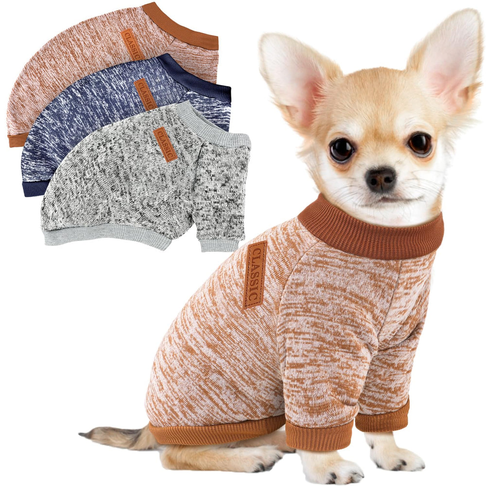 Baobicute 3 pack dog sweaters set keeps small dogs cozy during winter strolls