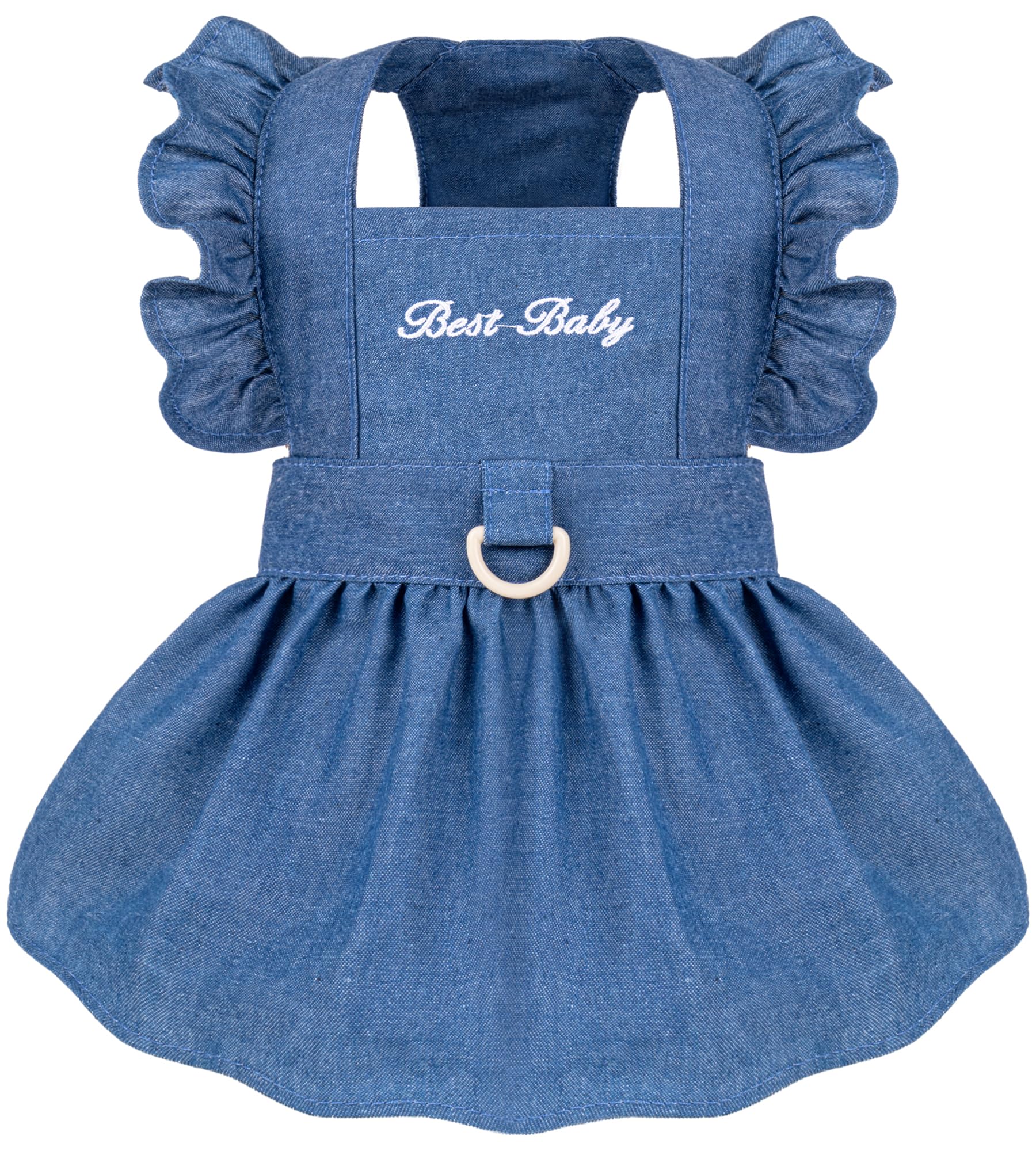 Baobicute denim dress with flutter sleeves adds chic style for daily walks.