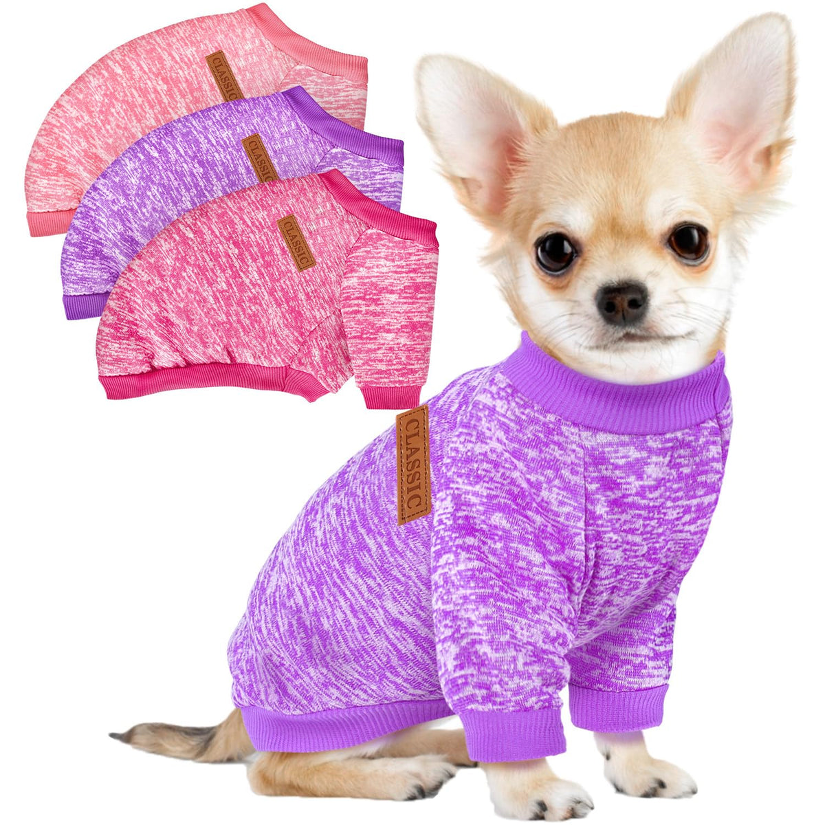 BAOBICUTE dog sweater front view shows cozy warmth for small dogs