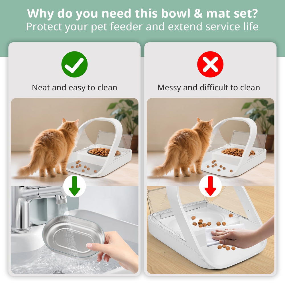 Baofum bowls fit microchip cat feeders securely for a neat setup.