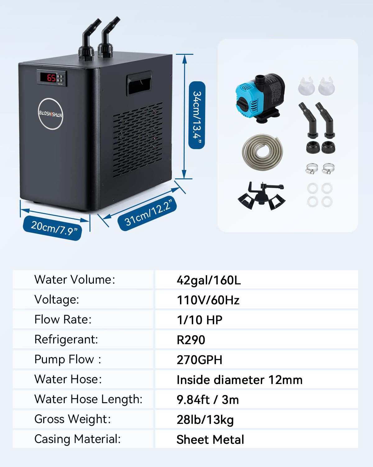BAOSHISHAN chiller rear vents emphasize proper space for cooling