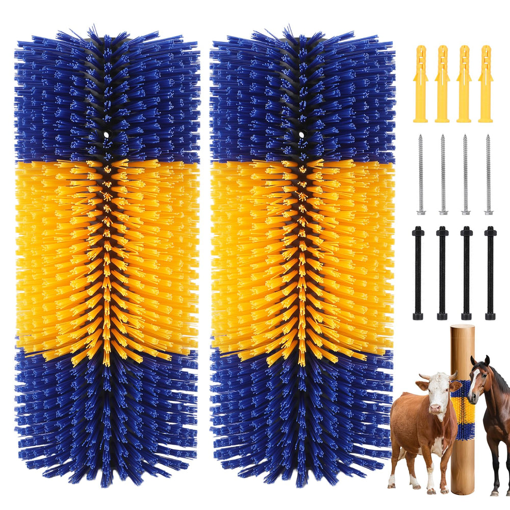 BAOXIALIKEMAO two-piece brush set for grooming horses and livestock.