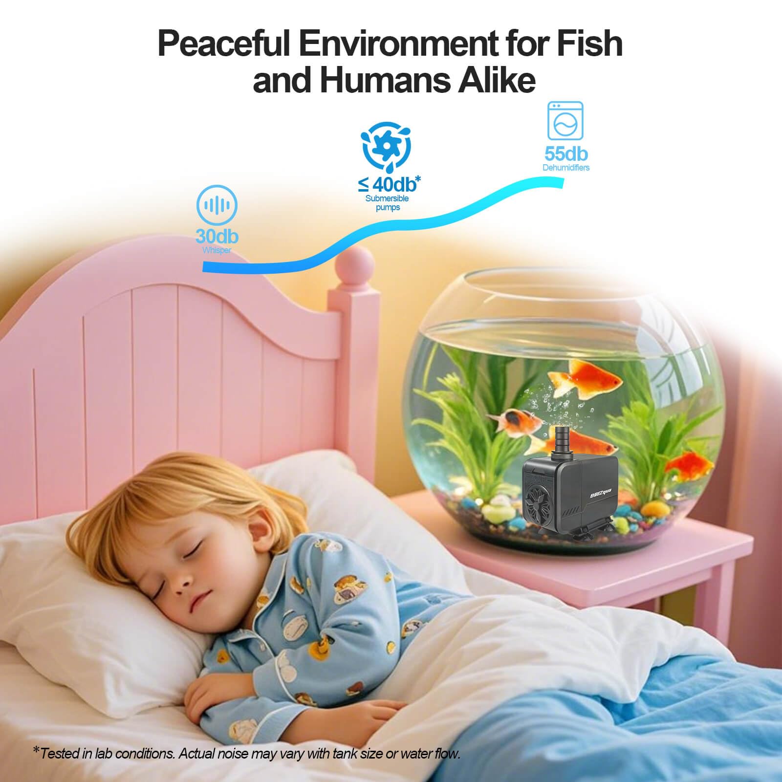 BaoZqua three nozzle options deliver varied spray patterns for ponds or fountains.