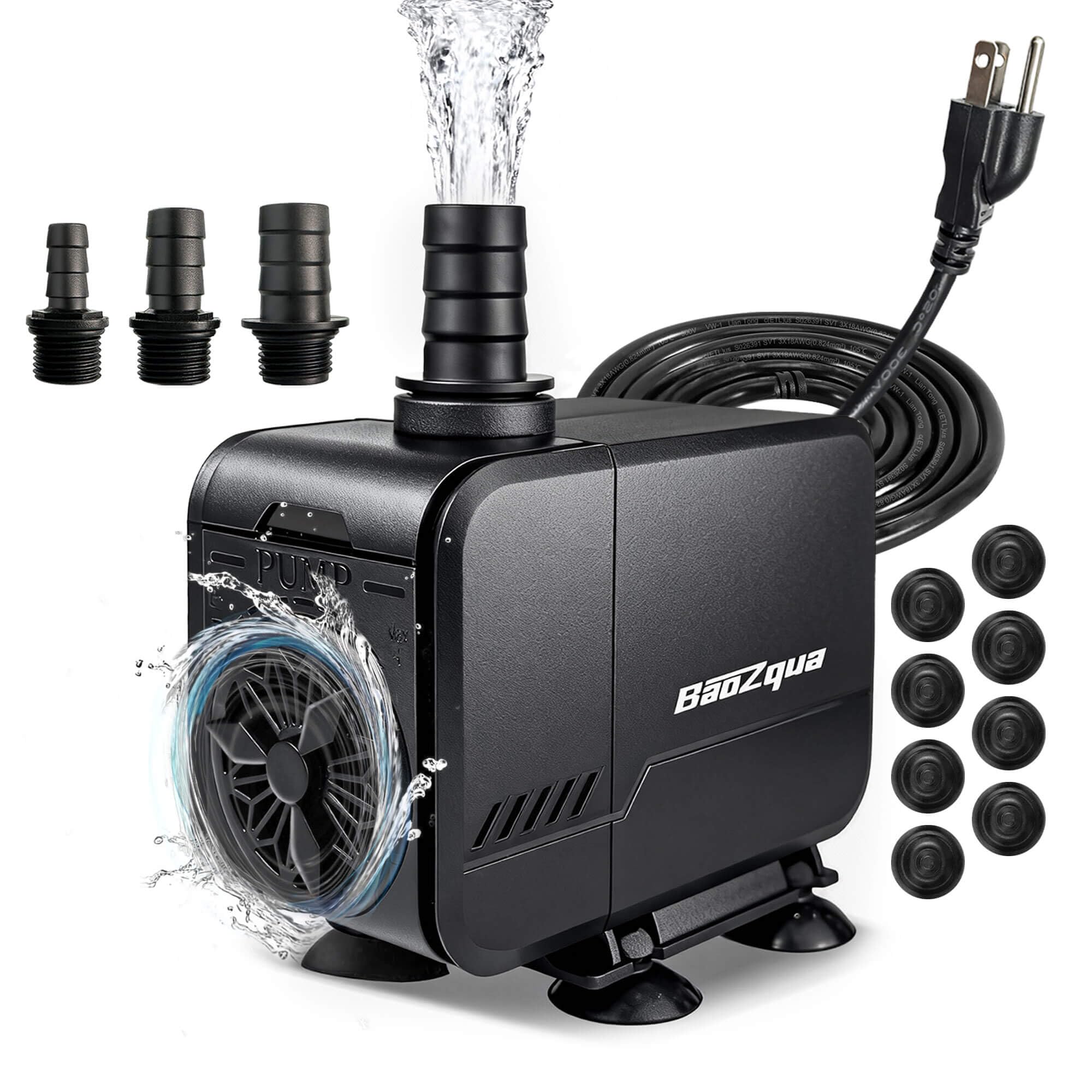BaoZqua 320GPH submersible pump delivers calm water circulation for aquariums.