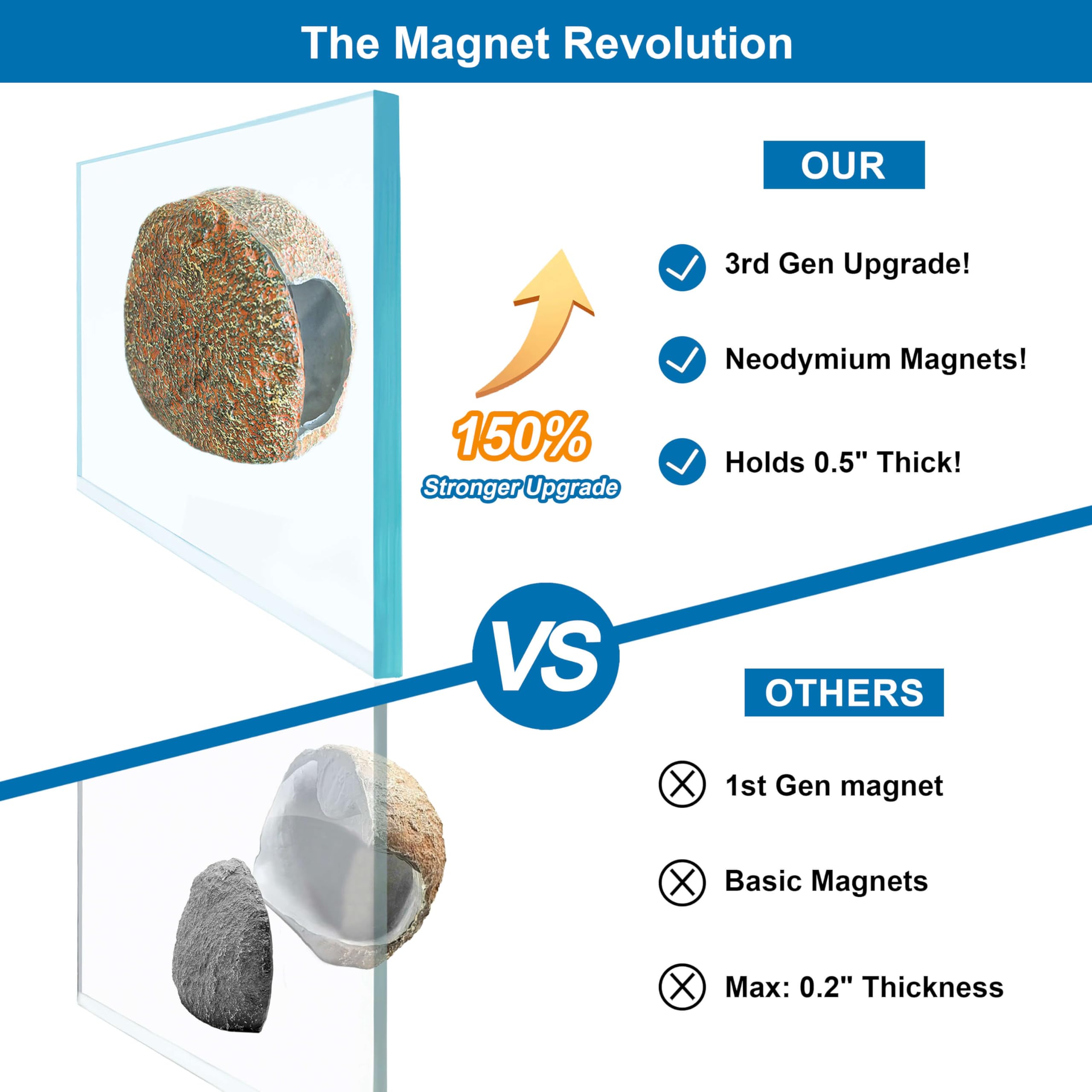 BaoZqua 3rd-Gen magnetic aquarium cave closeup with hand-painted stone finish