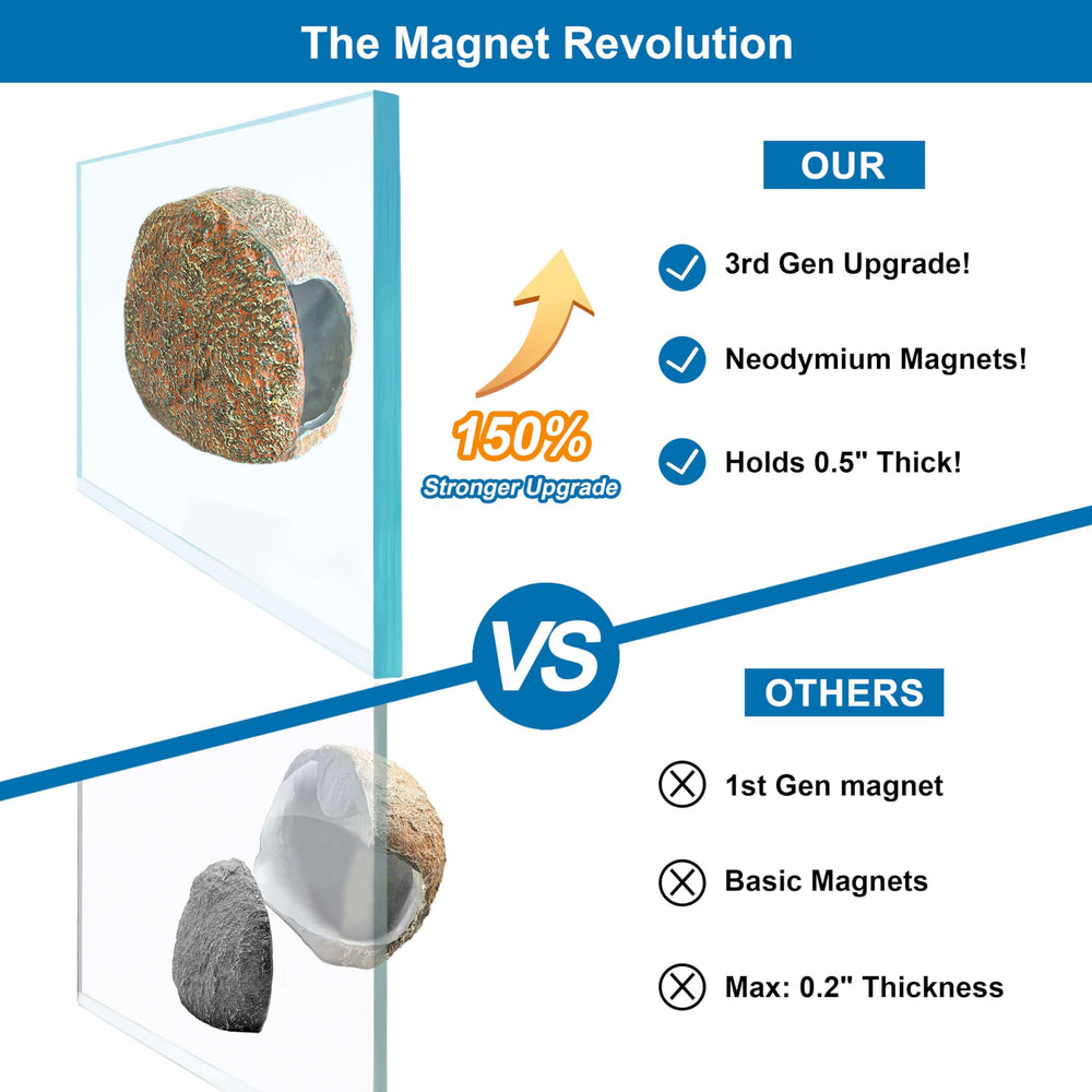 BaoZqua 3rd-Gen magnetic aquarium cave closeup with hand-painted stone finish