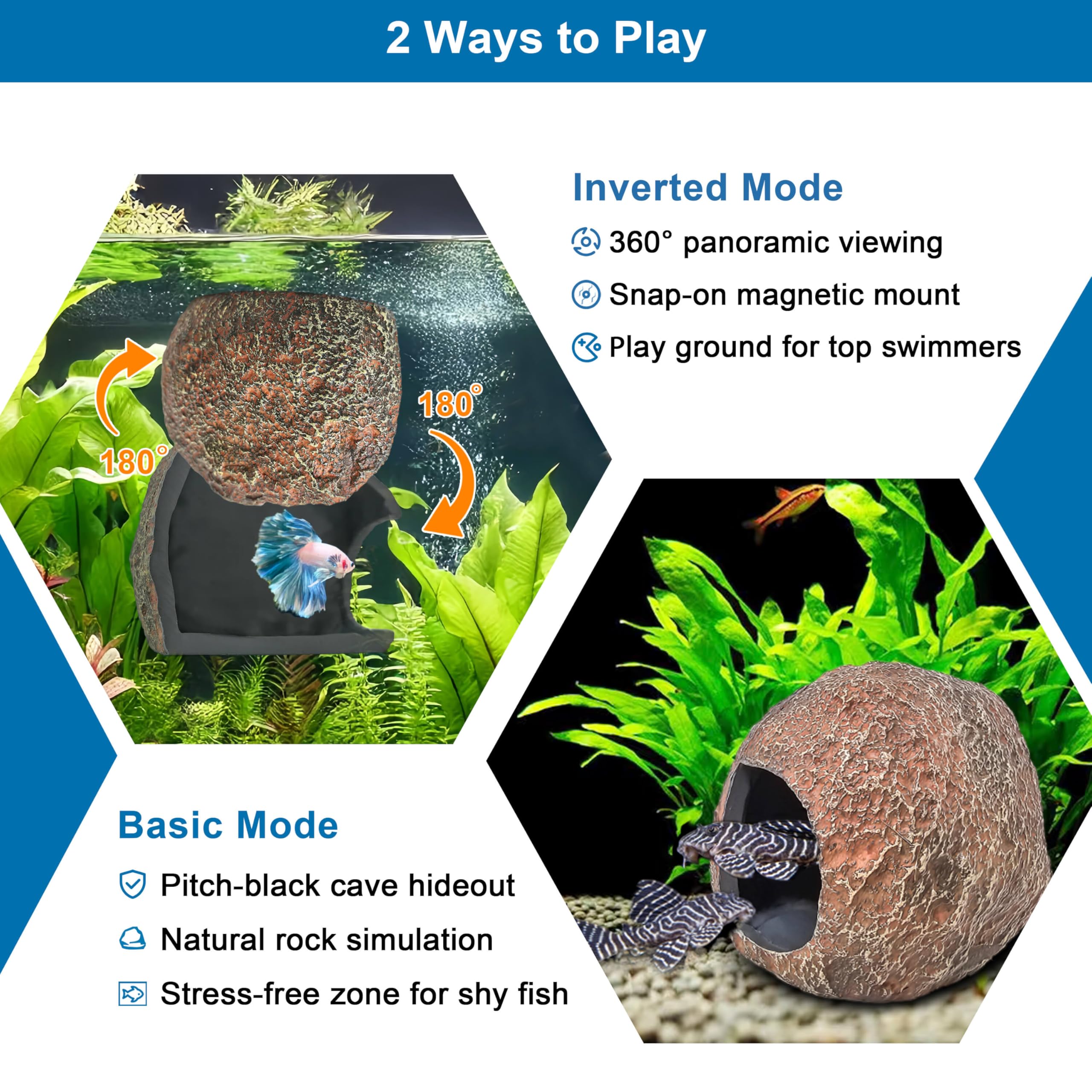 BaoZqua 3rd-Gen magnetic aquarium cave pleco use highlighting bottom-dweller retreat