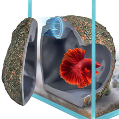 BaoZqua 3rd-Gen magnetic aquarium cave mounted on glass for a secure hideout