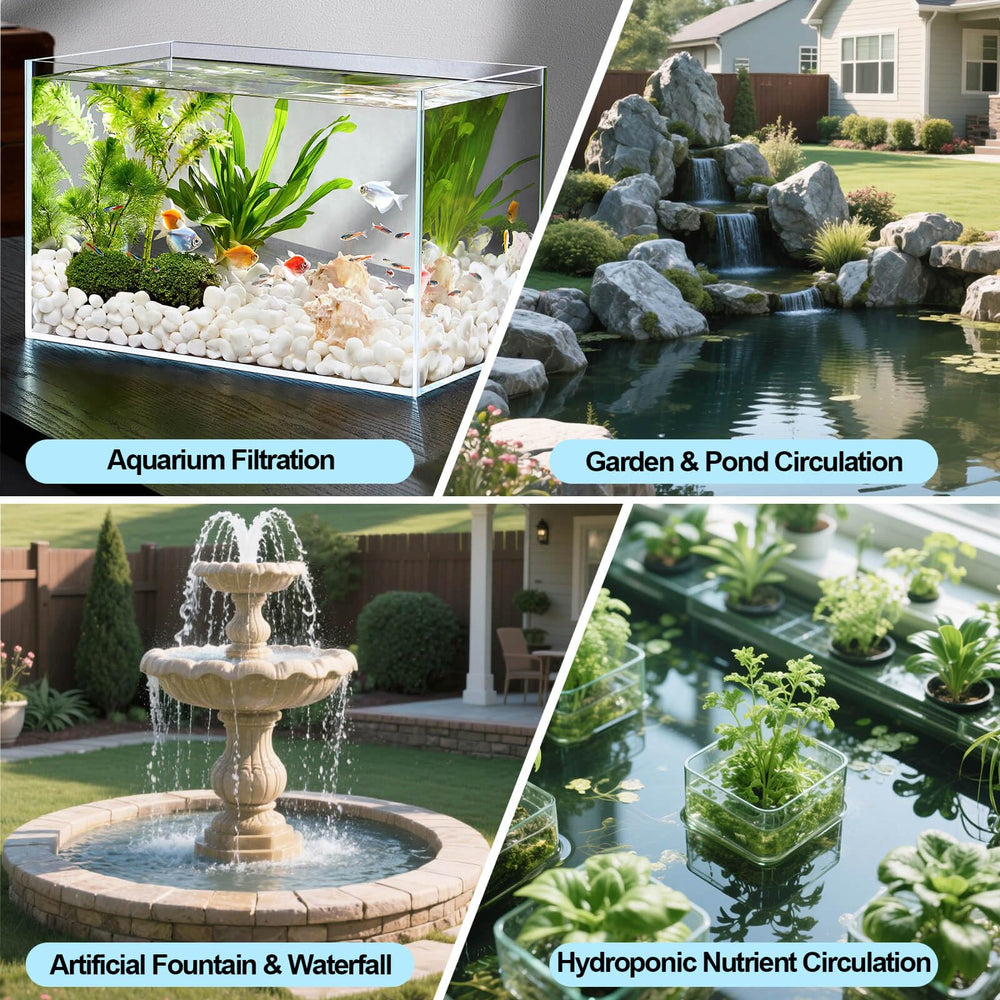 BaoZqua versatile pump suits aquariums, fountains, hydroponics, and small ponds.