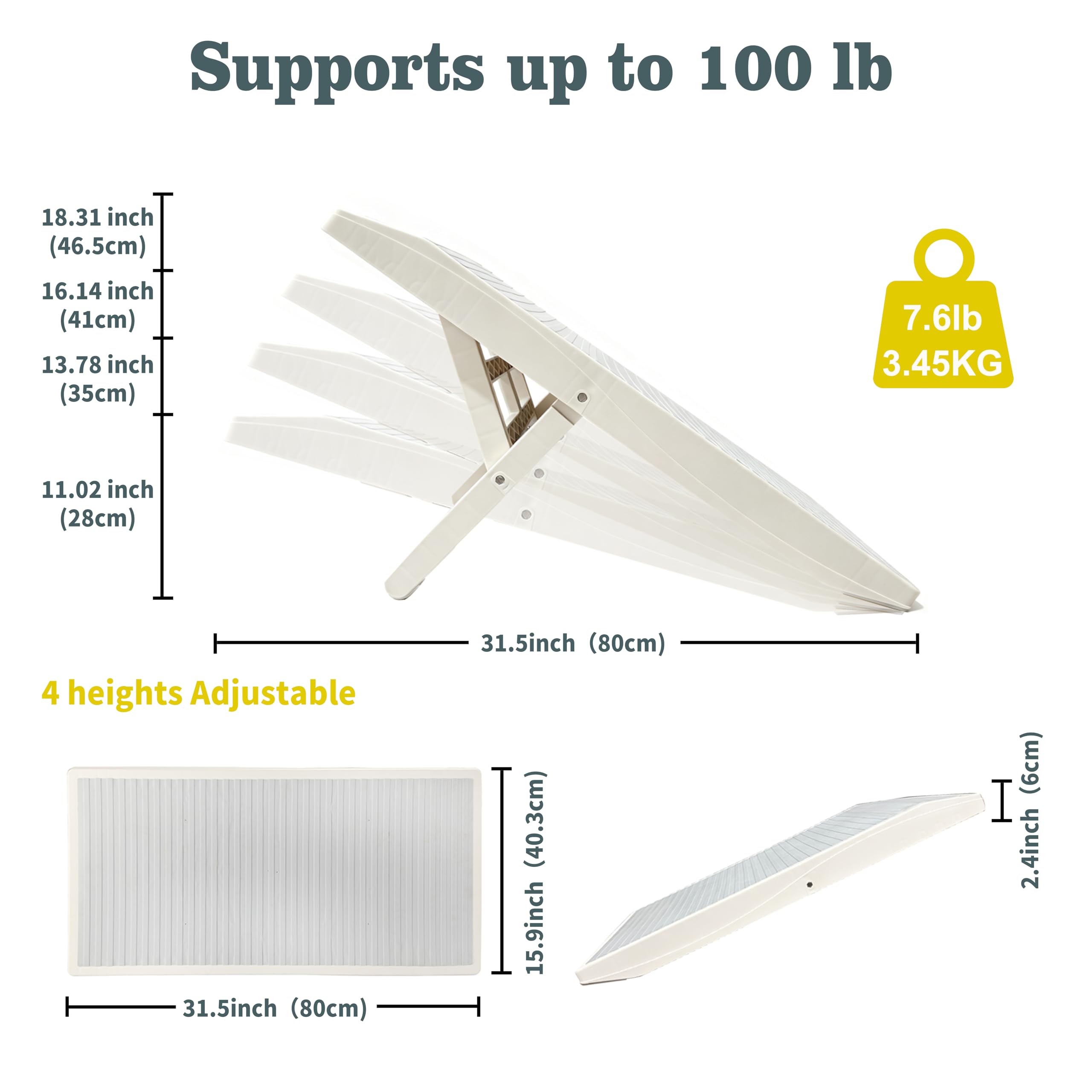 Four height settings for BAQTALE ramp fits any bed or sofa