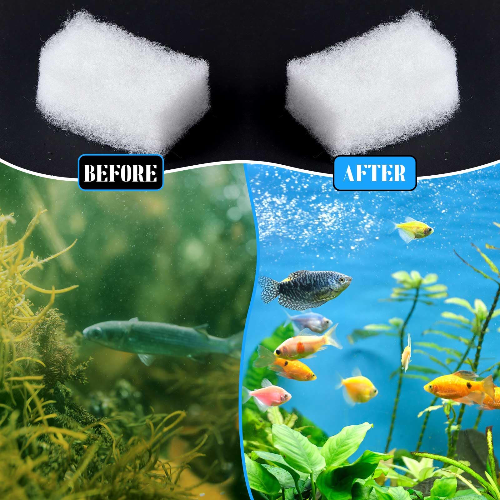 Baquler polyurethane sponge filter pad offers durable filtration without clogging.