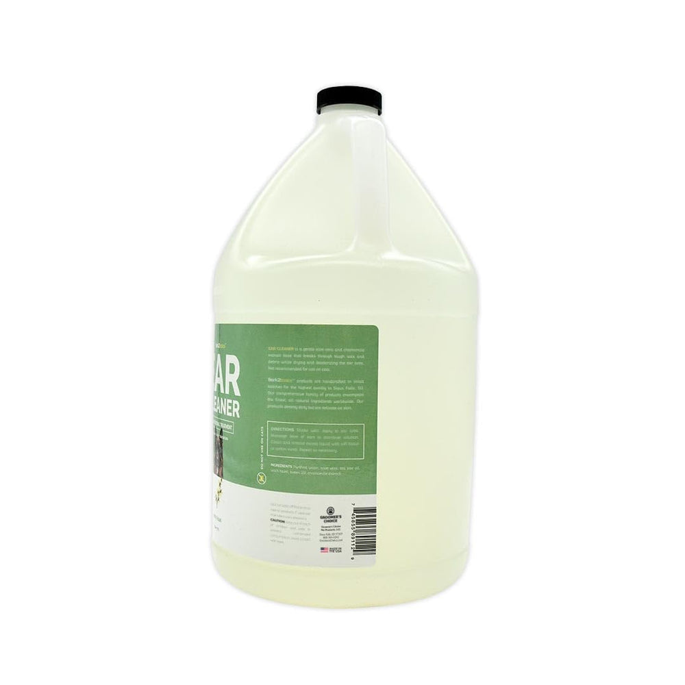 Bark 2 Basics ear cleaner with witch hazel ingredients highlighted for gentle cleansing.