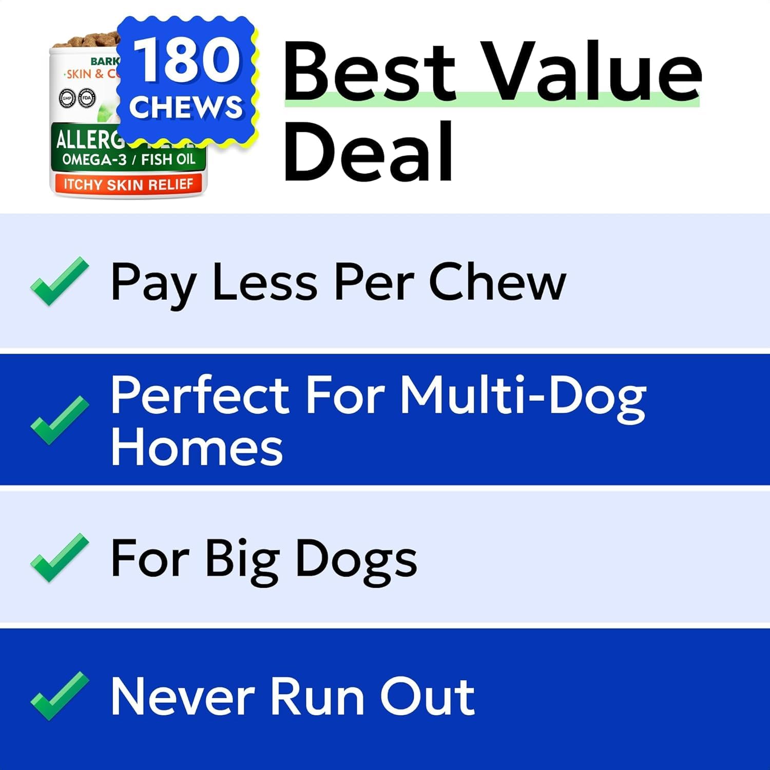BARK&SPARK soft chews in hand for easy daily dosing and adherence.