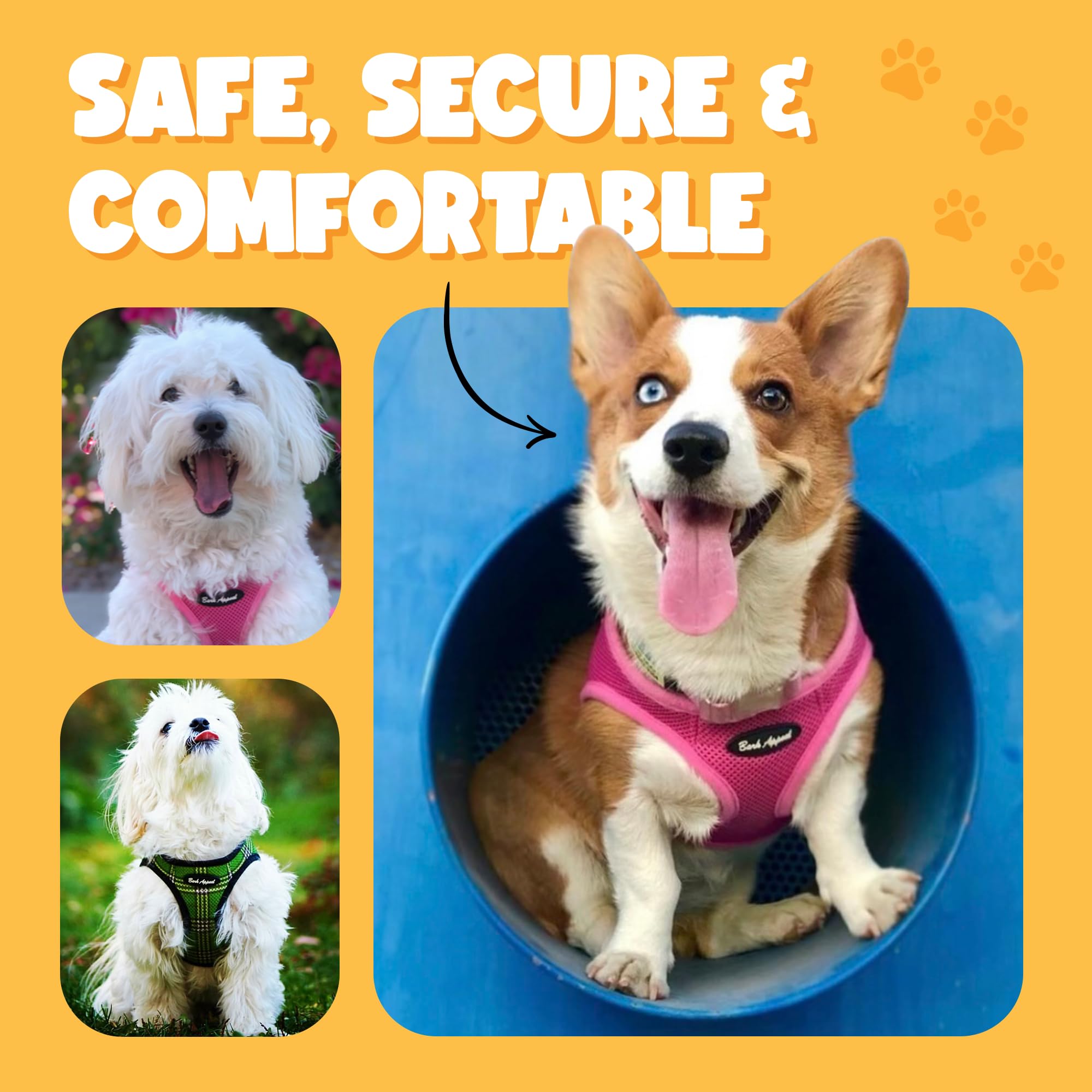Bark Appeal harness features breathable mesh for all-day pet comfort