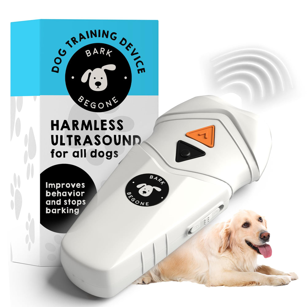 Bark Begone Ultrasonic Deterrent front view shows humane training signal for calmer dogs