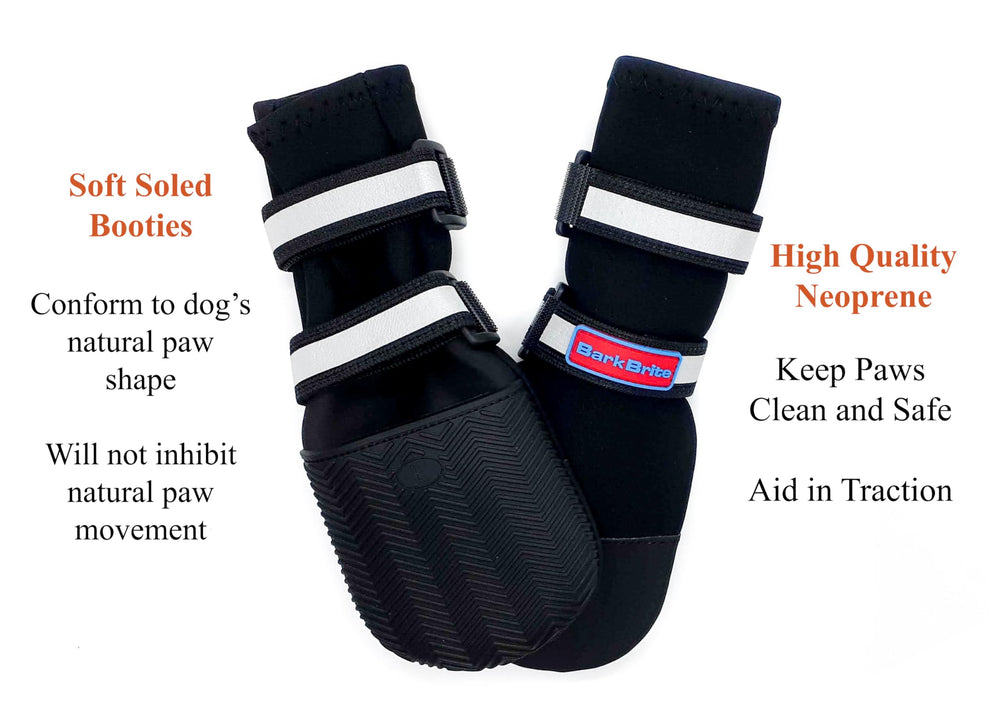 Bark Brite booties with reflective straps offer 360-degree visibility
