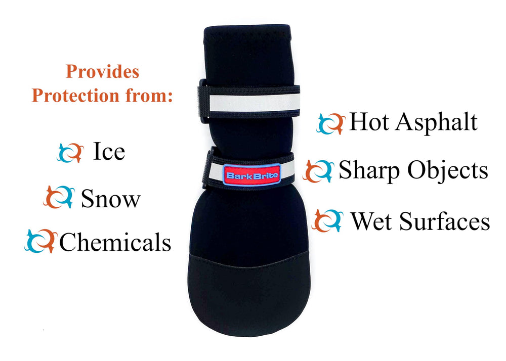 Bark Brite neoprene dog boots provide breathable comfort for daily wear.