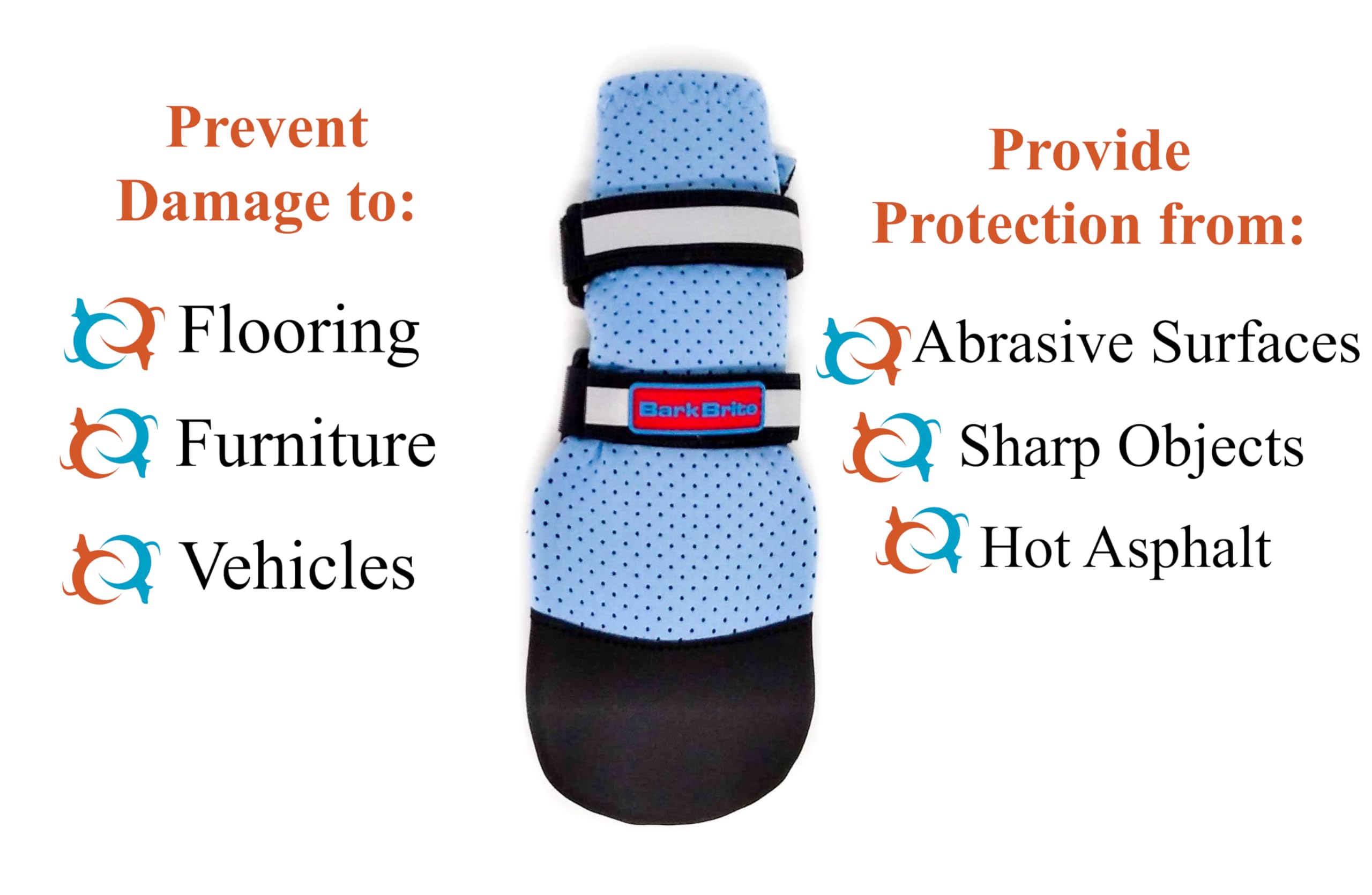 Bark Brite booties feature puncture-resistant rubber soles for traction.