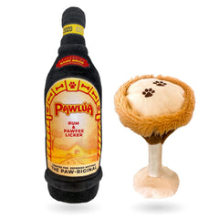 Bark Bros liquor bottle espresso muttini toy for interactive play and a satisfying squeak