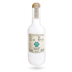 Bark Bros liquor bottle dog toy with squeaker for playful fetch.