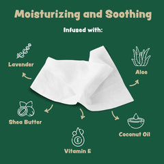 Lavender-shea-butter infused Bark & Clean wipes for gentle nourishment.