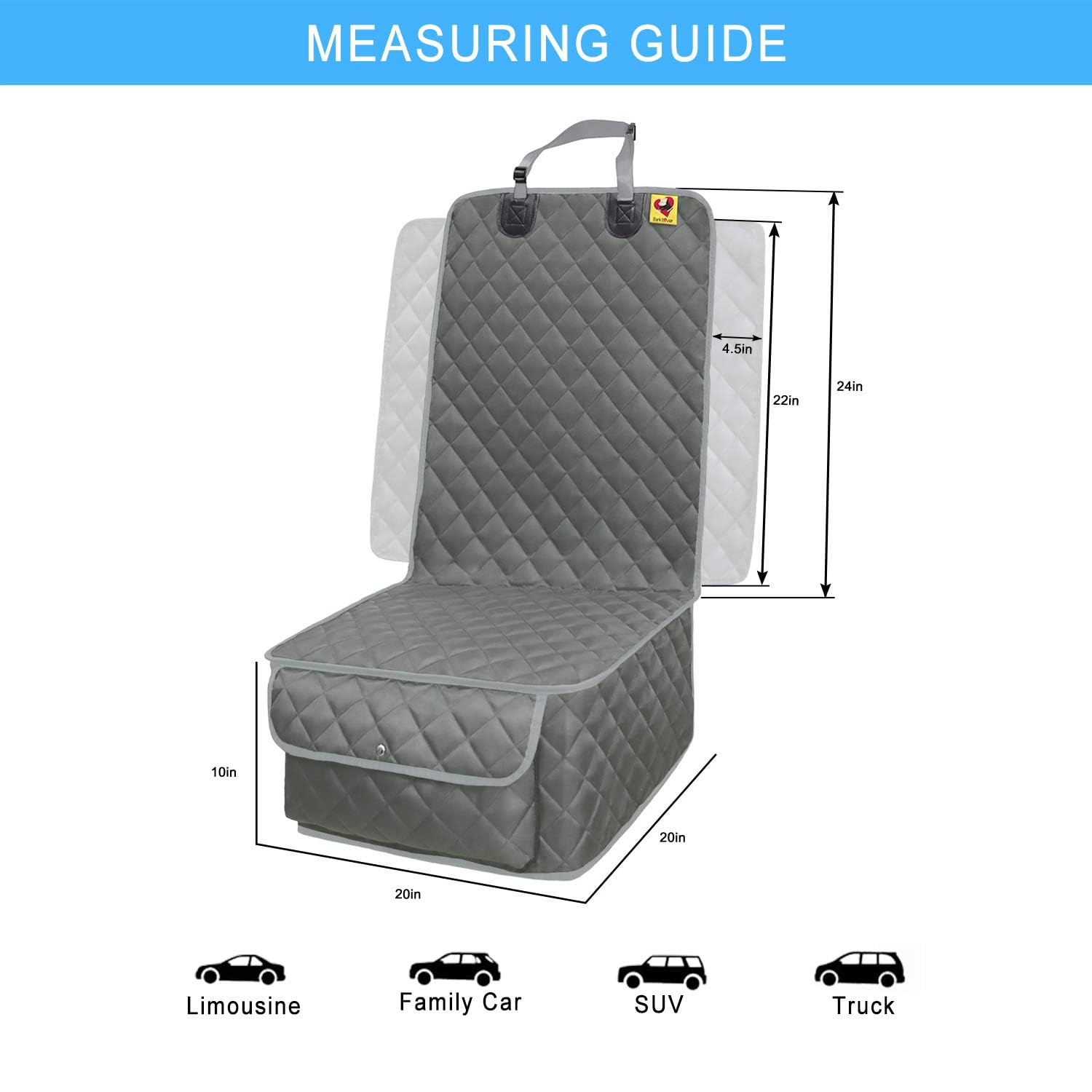 Bark Lover easy-install seat cover clamps on in seconds for quick setup