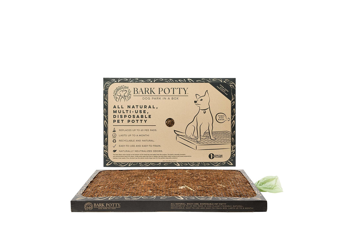 Bark Potty Large Box Front shows sturdy packaging for quick setup and organization