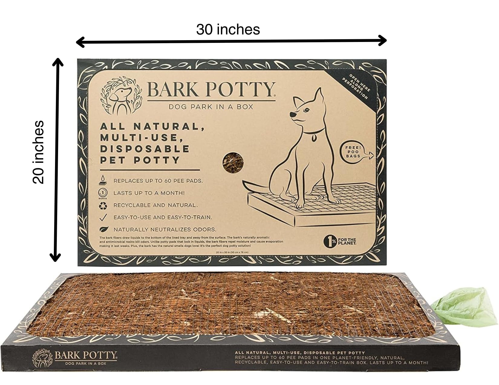 Bark Potty Large Box Open reveals contents for easy assembly and use