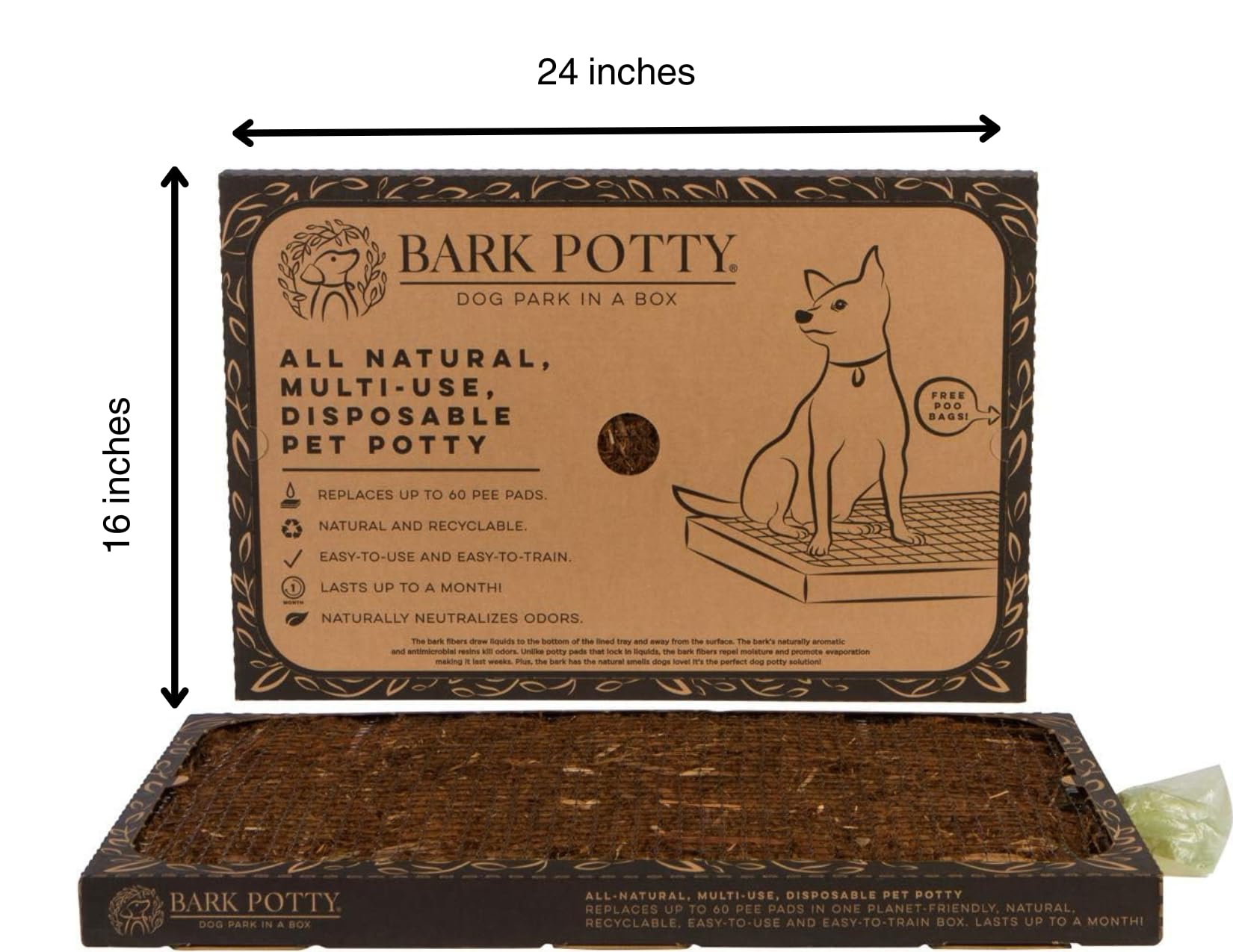 Bark Potty standard size tray in action, perfect for small to medium dogs.