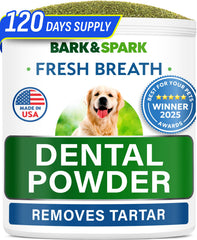 BARK&SPARK packaging for daily dog dental care routine.