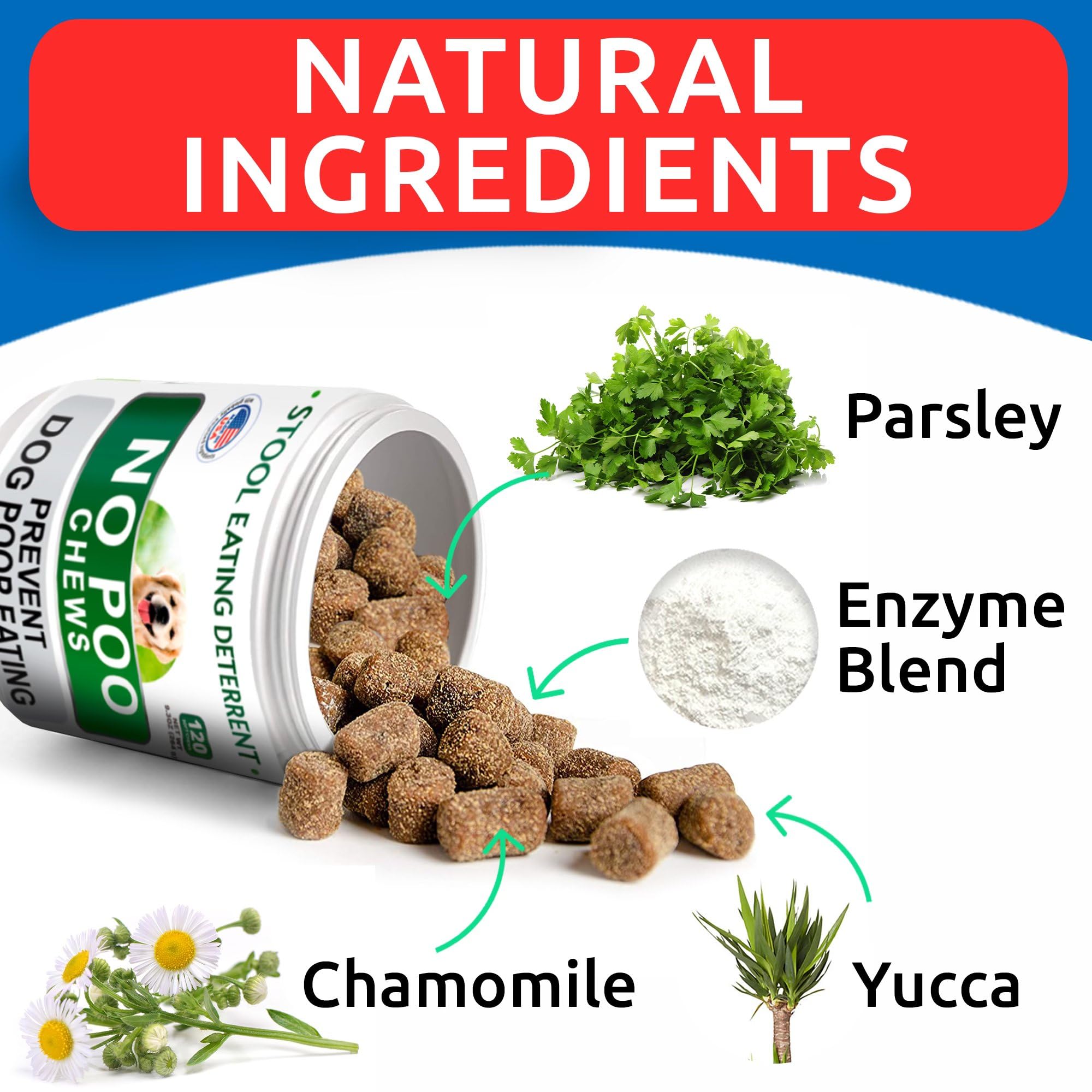 BARK&SPARK No Poo Treats label emphasizes fiber and enzyme blend.