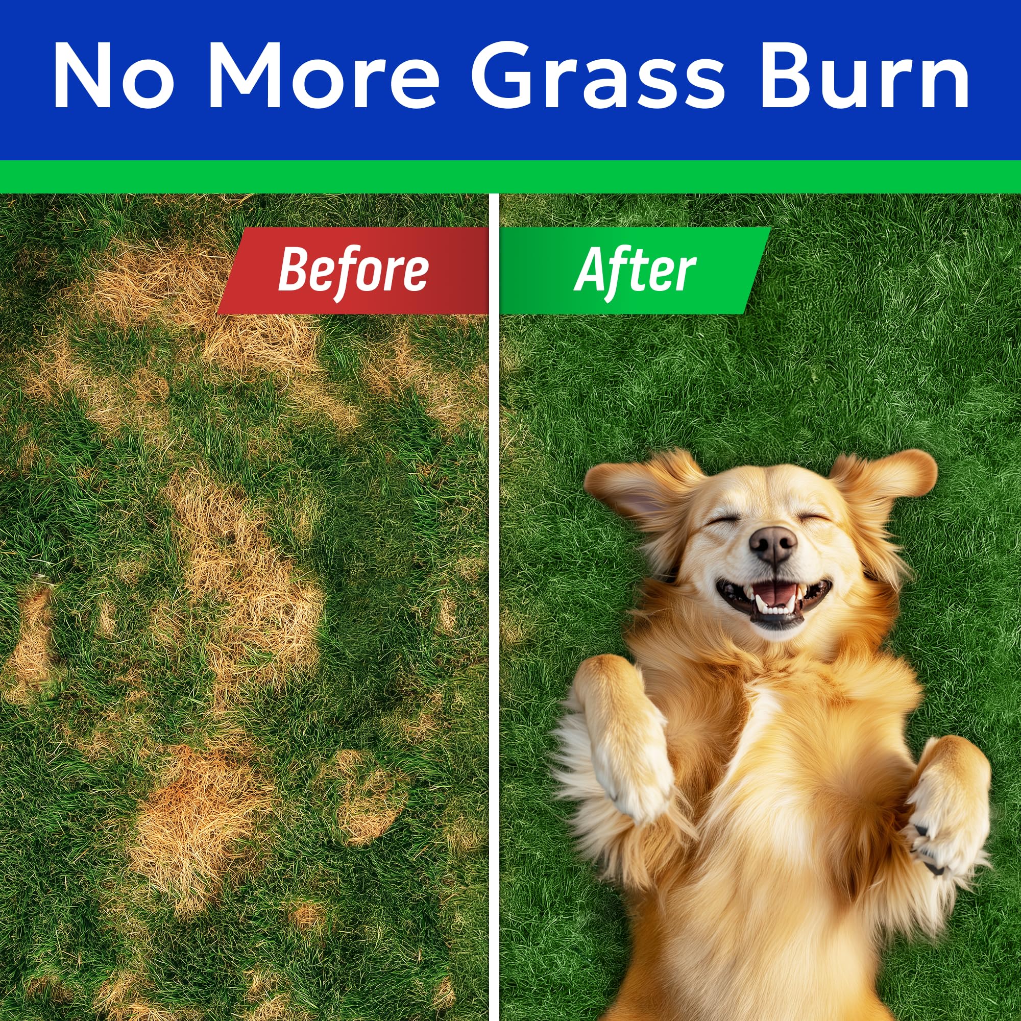 BARK&SPARK Urine neutralizer on lawn image shows reduced grass burn risk.