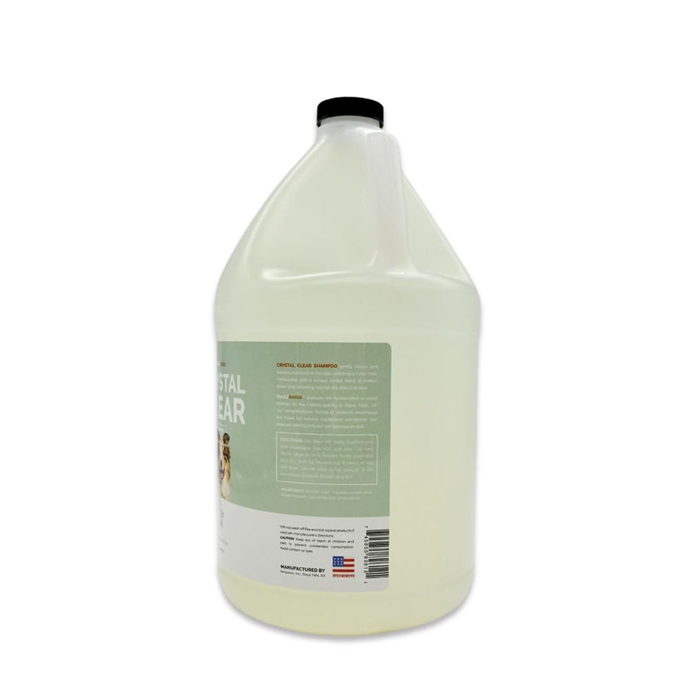 Bark2Basics Crystal Clear label close-up showing fragrance-free and color-free formula