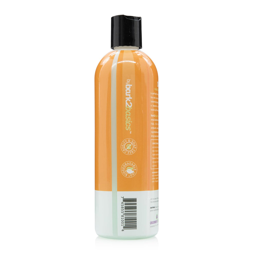 Bark2Basics d-Mat bottle highlights coat hydration during application.