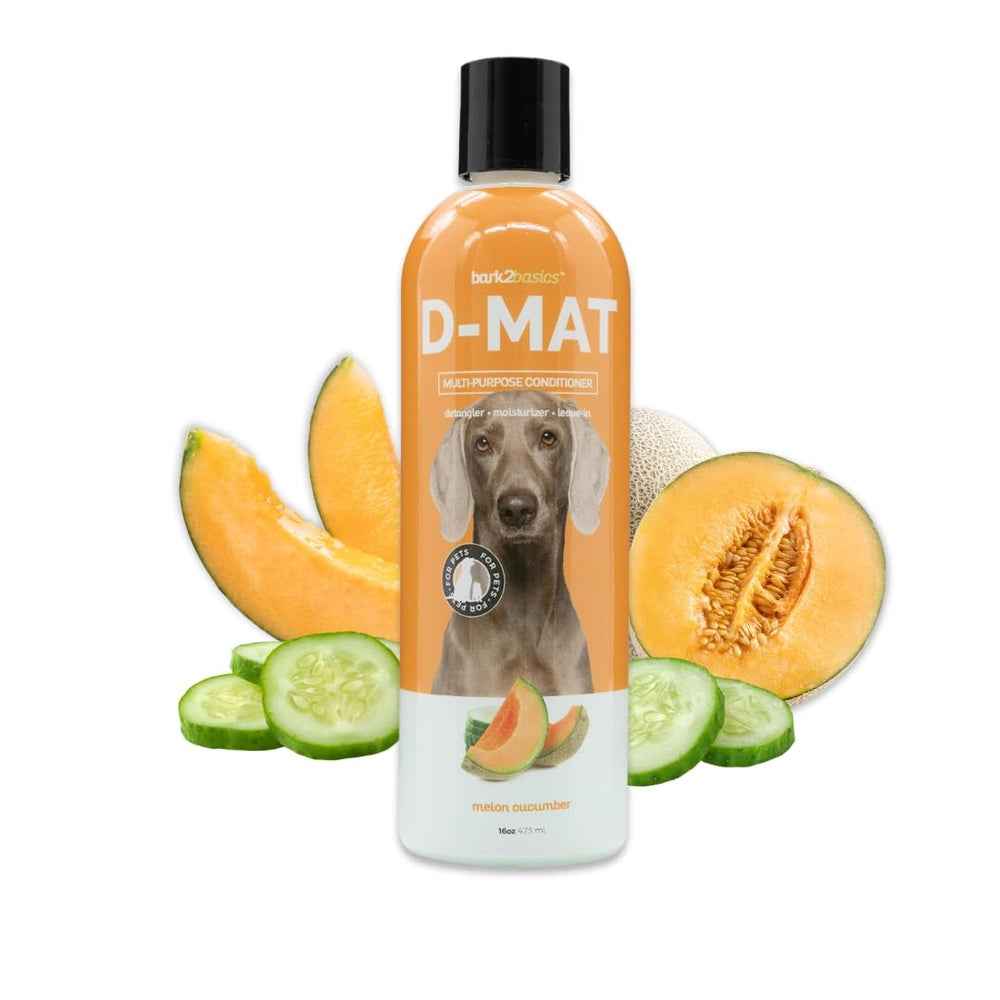 Bark2Basics d-Mat conditioner bottle for detangling and coat care.