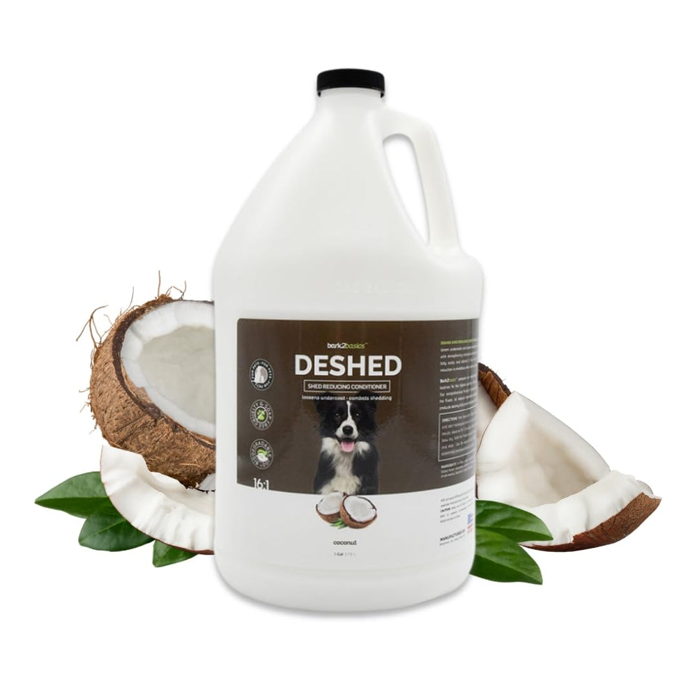 Bark2Basics DeShedding Conditioner 1 gal pack shot for reduced shedding and smoother coat