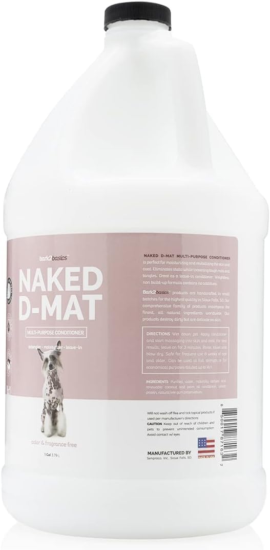Bark2Basics Naked D-Mat conditioner dispensing for easy, mess-free application.