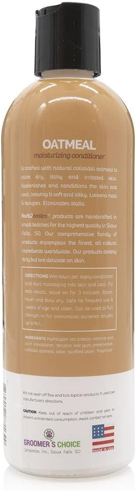 Bark2Basics Oatmeal Dog Conditioner pump-dispense demonstrates easy mess-free application